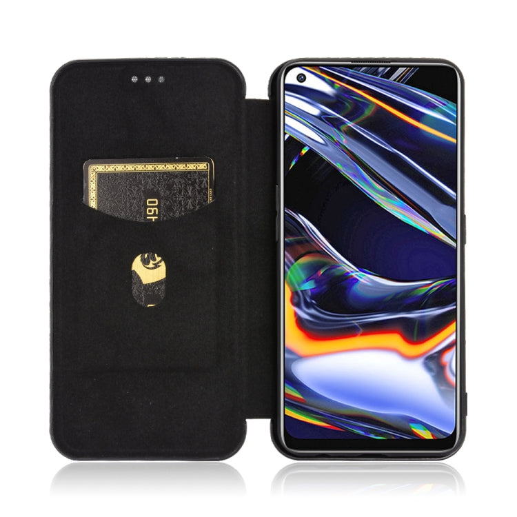 For OPPO Realme 7 Pro Carbon Fiber Texture Horizontal Flip TPU + PC + PU Leather Case with Card Slot