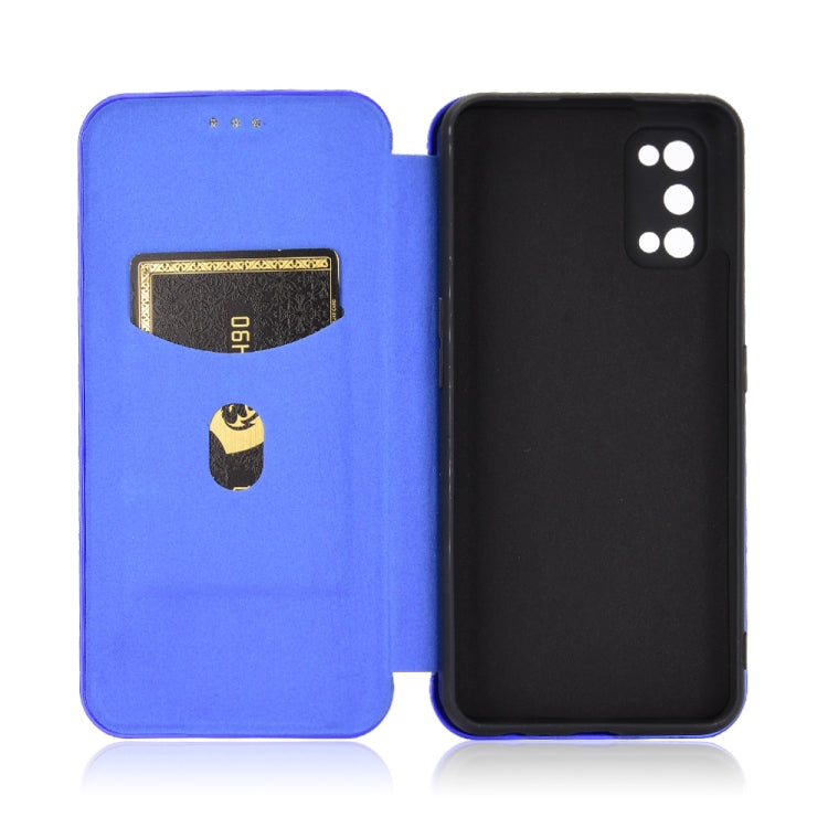 For OPPO Realme 7 Pro Carbon Fiber Texture Horizontal Flip TPU + PC + PU Leather Case with Card Slot