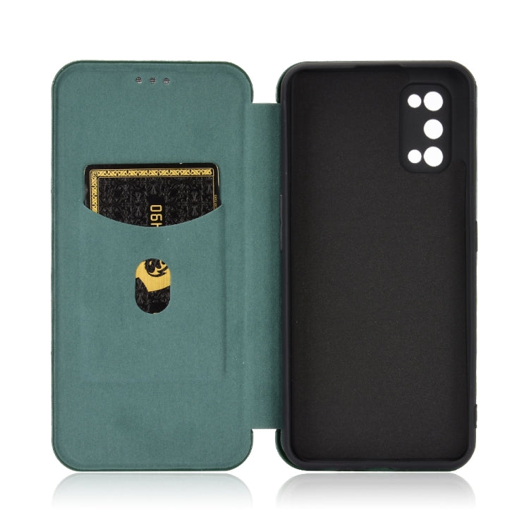 For OPPO Realme 7 Pro Carbon Fiber Texture Horizontal Flip TPU + PC + PU Leather Case with Card Slot