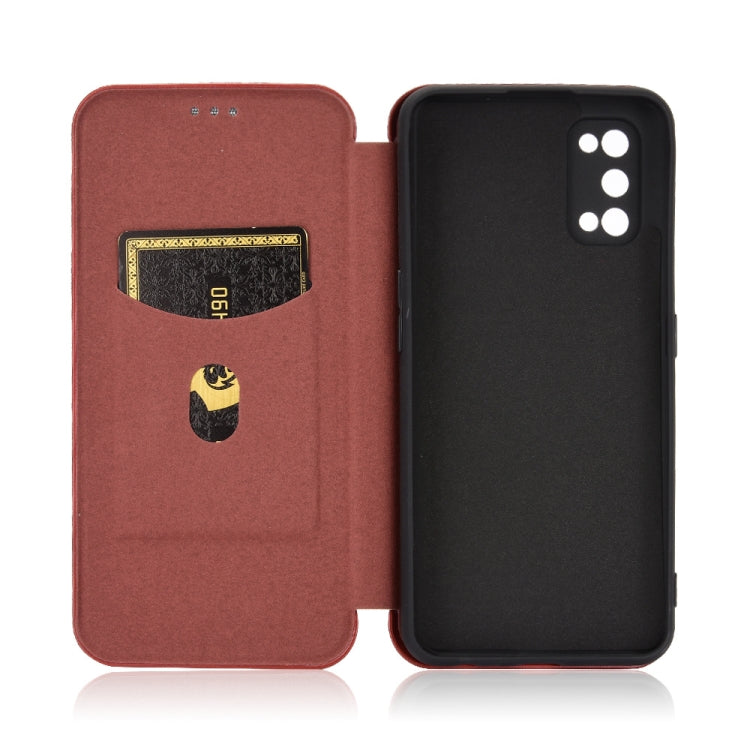 For OPPO Realme 7 Pro Carbon Fiber Texture Horizontal Flip TPU + PC + PU Leather Case with Card Slot