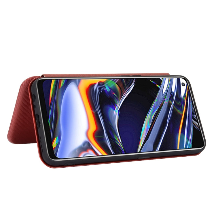 For OPPO Realme 7 Pro Carbon Fiber Texture Horizontal Flip TPU + PC + PU Leather Case with Card Slot
