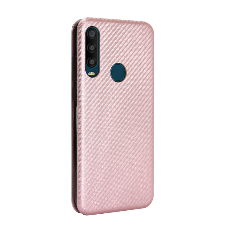 For Alcatel 1SE 2020 Carbon Fiber Texture Horizontal Flip TPU + PC + PU Leather Case with Card Slot