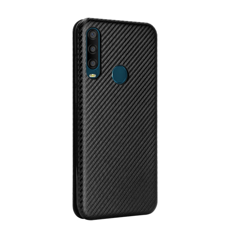 For Alcatel 1SE 2020 Carbon Fiber Texture Horizontal Flip TPU + PC + PU Leather Case with Card Slot