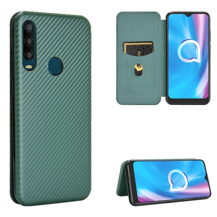 For Alcatel 1SE 2020 Carbon Fiber Texture Horizontal Flip TPU + PC + PU Leather Case with Card Slot