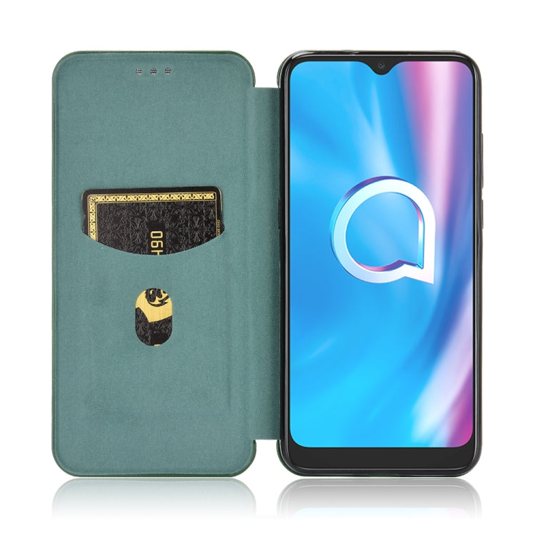 For Alcatel 1SE 2020 Carbon Fiber Texture Horizontal Flip TPU + PC + PU Leather Case with Card Slot