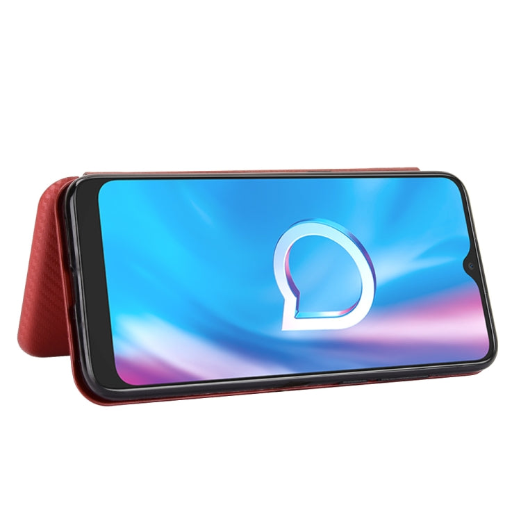 For Alcatel 1SE 2020 Carbon Fiber Texture Horizontal Flip TPU + PC + PU Leather Case with Card Slot