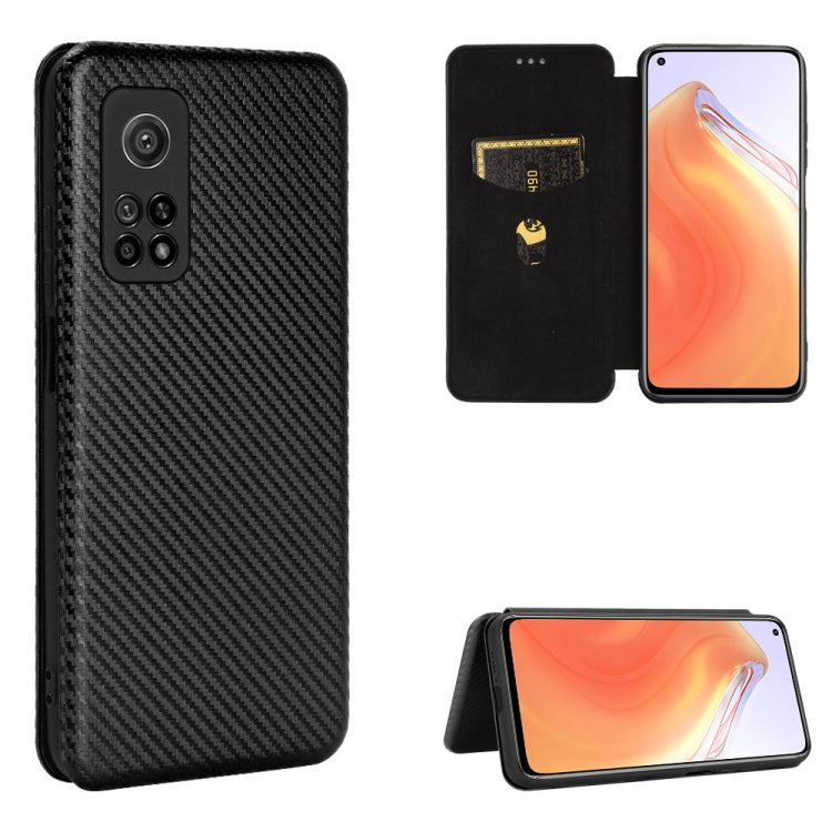 For Xiaomi Mi 10T Carbon Fiber Texture Horizontal Flip TPU + PC + PU Leather Case with Card Slot