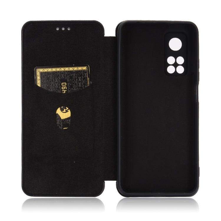 For Xiaomi Mi 10T Carbon Fiber Texture Horizontal Flip TPU + PC + PU Leather Case with Card Slot