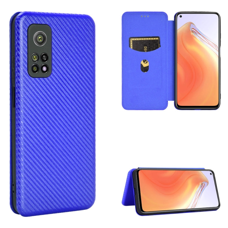 For Xiaomi Mi 10T Carbon Fiber Texture Horizontal Flip TPU + PC + PU Leather Case with Card Slot