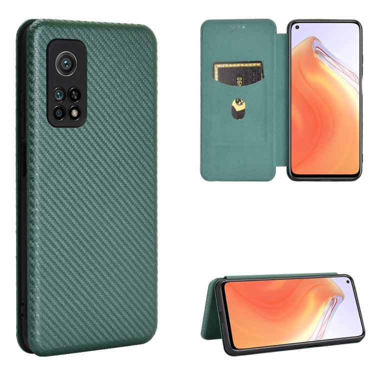 For Xiaomi Mi 10T Carbon Fiber Texture Horizontal Flip TPU + PC + PU Leather Case with Card Slot