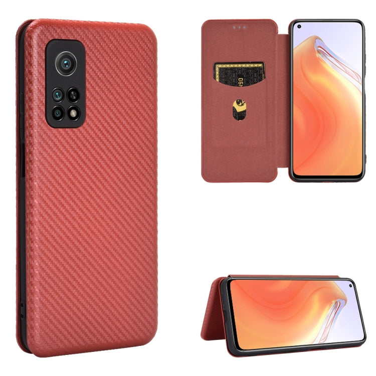 For Xiaomi Mi 10T Carbon Fiber Texture Horizontal Flip TPU + PC + PU Leather Case with Card Slot