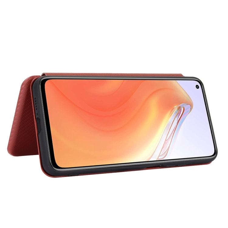 For Xiaomi Mi 10T Carbon Fiber Texture Horizontal Flip TPU + PC + PU Leather Case with Card Slot