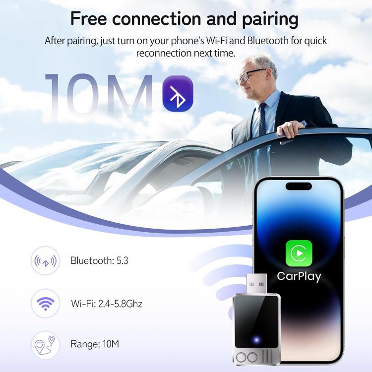 WG71 Vehicle Wired to Wireless CarPlay Converter - Silver