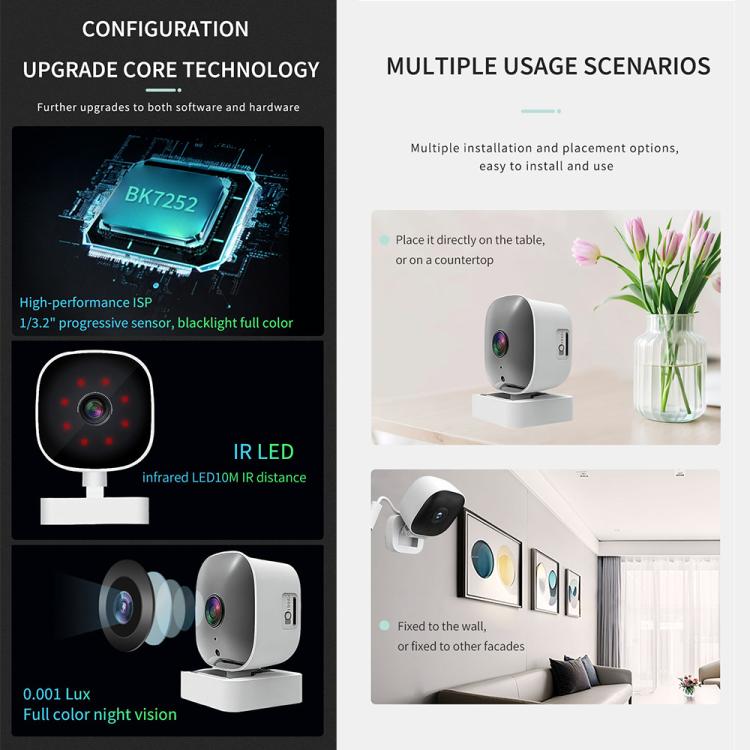 Wireless WiFi Smart High-Definition Wide-Angle Surveillance Camera, Specification:30W Pixels - White