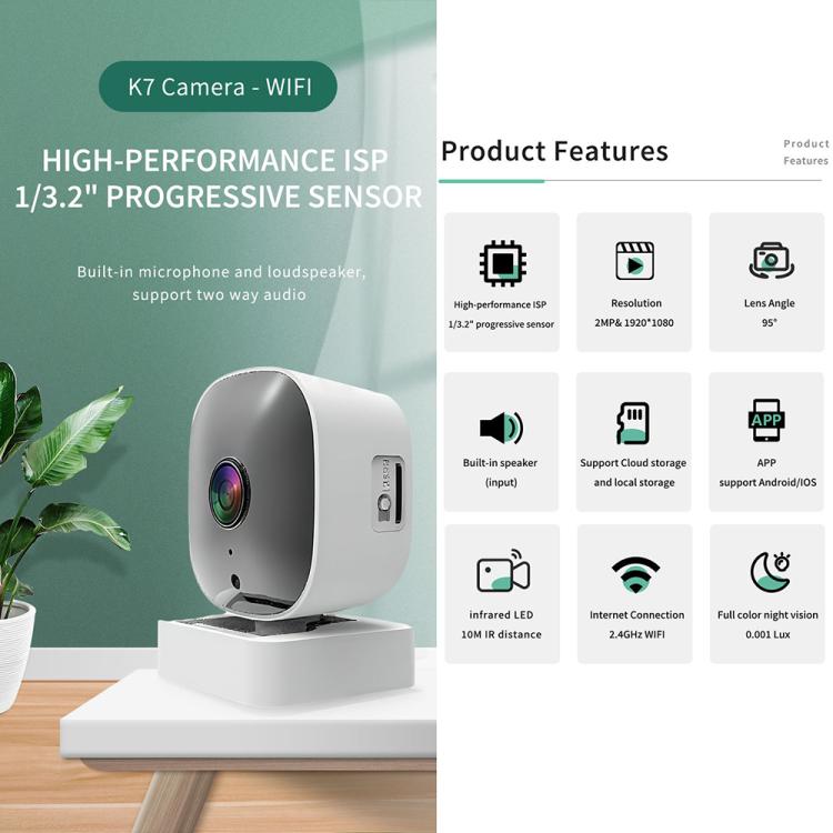 Wireless WiFi Smart High-Definition Wide-Angle Surveillance Camera, Specification:300W Pixels - White