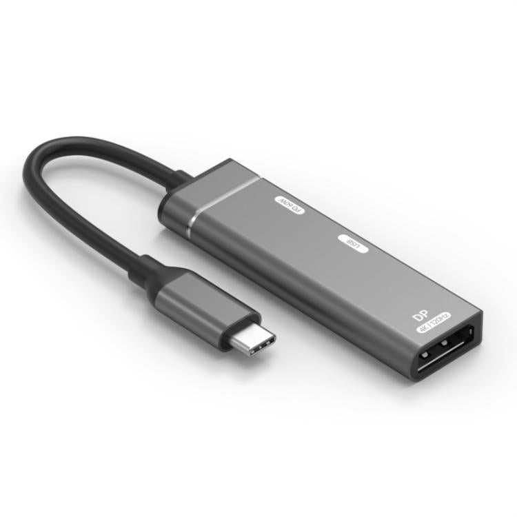 60W Type-C to Type-C, USB-A, 4K DisplayPort HUB Docking Station - Grey