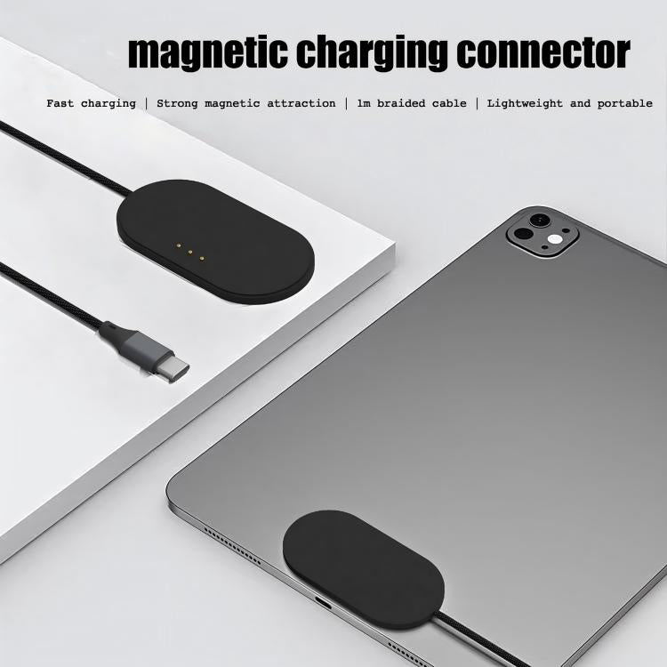 For iPad Pro 11 2025 / 2024 Smart PIN Magnetic Wireless Charging Connector with Type-C Cable - Black