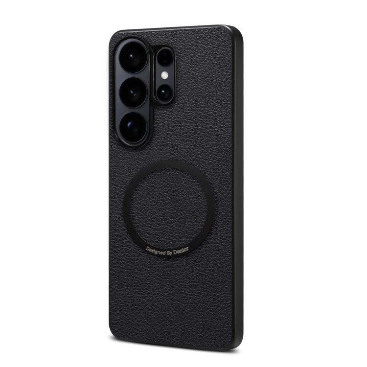 For Samsung Galaxy S25 Ultra 5G Denior A08 PU Vegan Leather Calfskin Texture Magnetic Phone Case