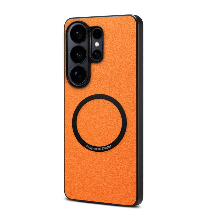 For Samsung Galaxy S26 Ultra 5G Denior A08 PU Vegan Leather Calfskin Texture Magnetic Phone Case