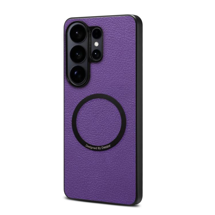 For Samsung Galaxy S26 Ultra 5G Denior A08 PU Vegan Leather Calfskin Texture Magnetic Phone Case