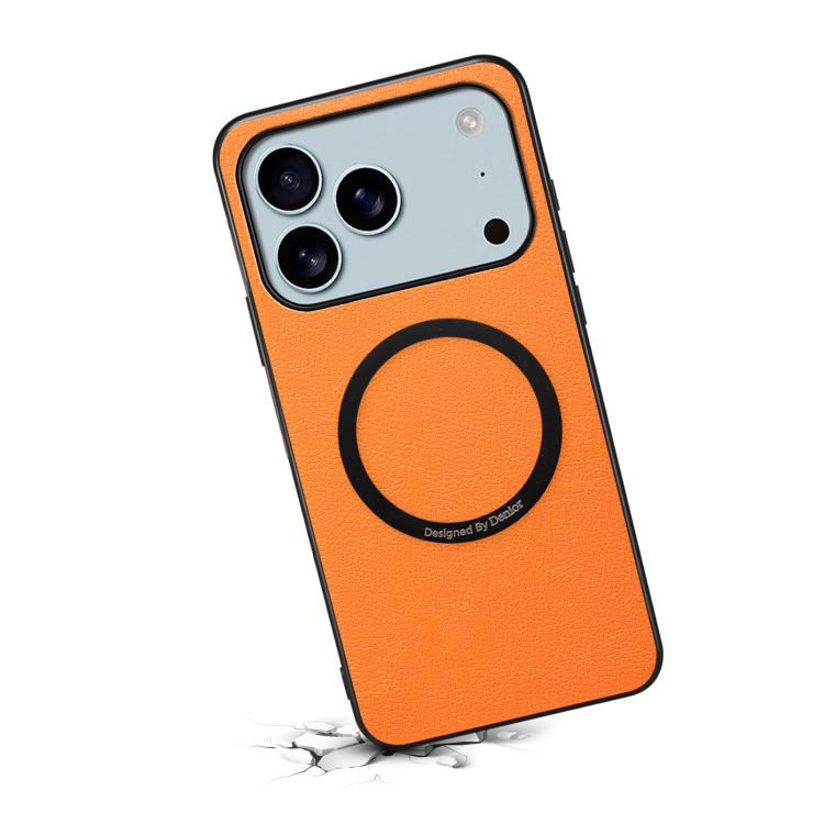 For iPhone 17 Pro Max Denior A08 PU Vegan Leather Calfskin Texture Magnetic Phone Case