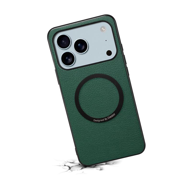 For iPhone 17 Pro Max Denior A08 PU Vegan Leather Calfskin Texture Magnetic Phone Case