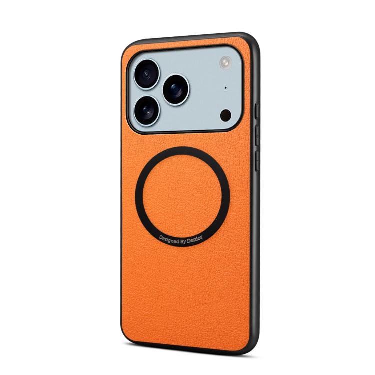 For iPhone 17 Pro Denior A08 PU Vegan Leather Calfskin Texture Magnetic Phone Case