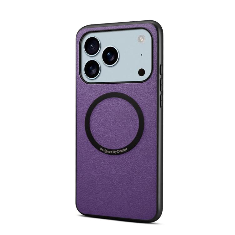 For iPhone 17 Pro Denior A08 PU Vegan Leather Calfskin Texture Magnetic Phone Case