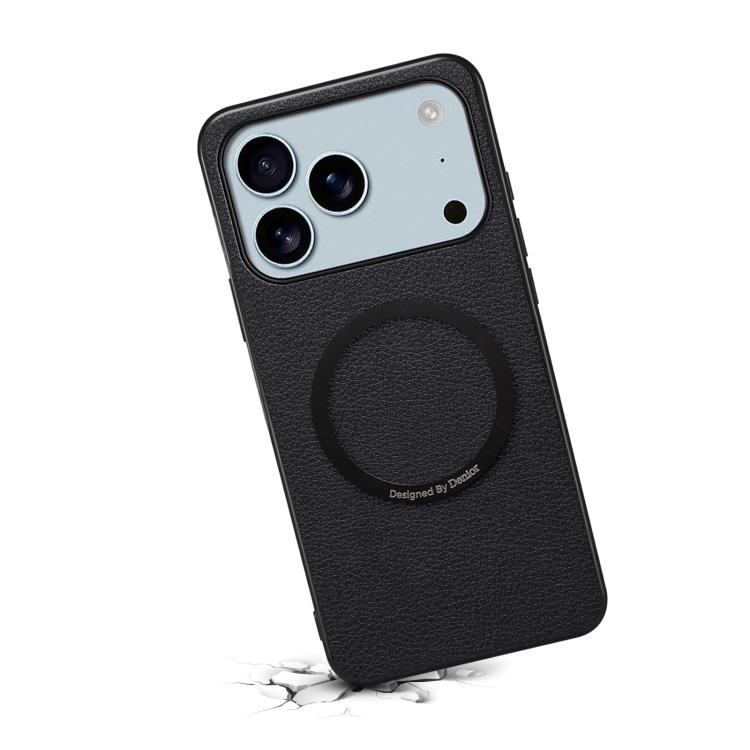 For iPhone 17 Pro Denior A08 PU Vegan Leather Calfskin Texture Magnetic Phone Case