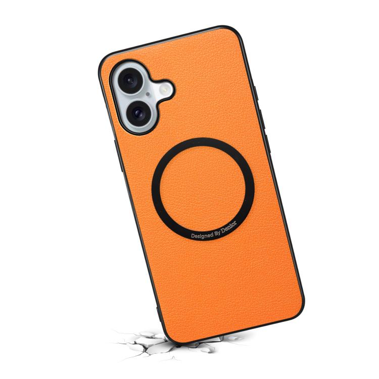 For iPhone 17 Denior A08 PU Vegan Leather Calfskin Texture Magnetic Phone Case