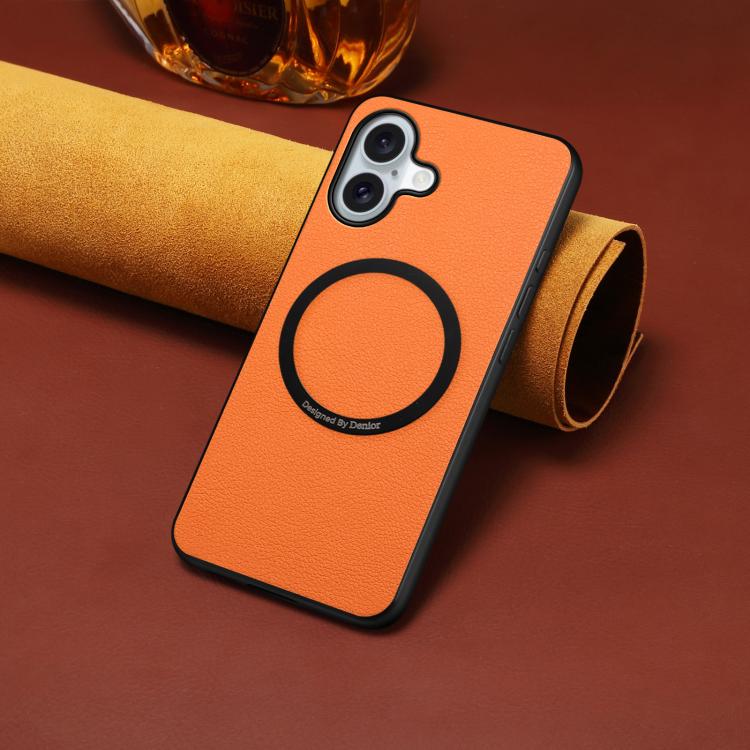 For iPhone 17 Denior A08 PU Vegan Leather Calfskin Texture Magnetic Phone Case