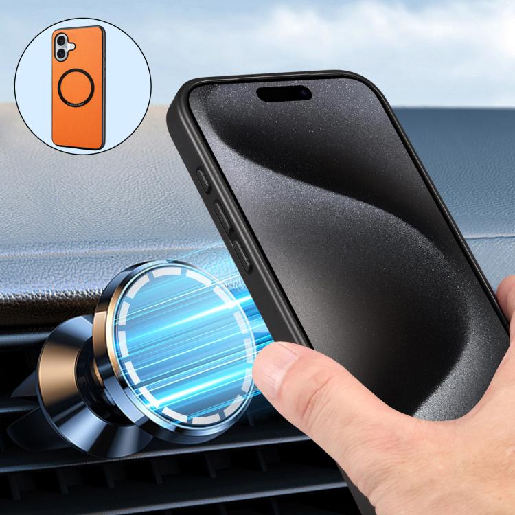 For iPhone 17 Denior A08 PU Vegan Leather Calfskin Texture Magnetic Phone Case