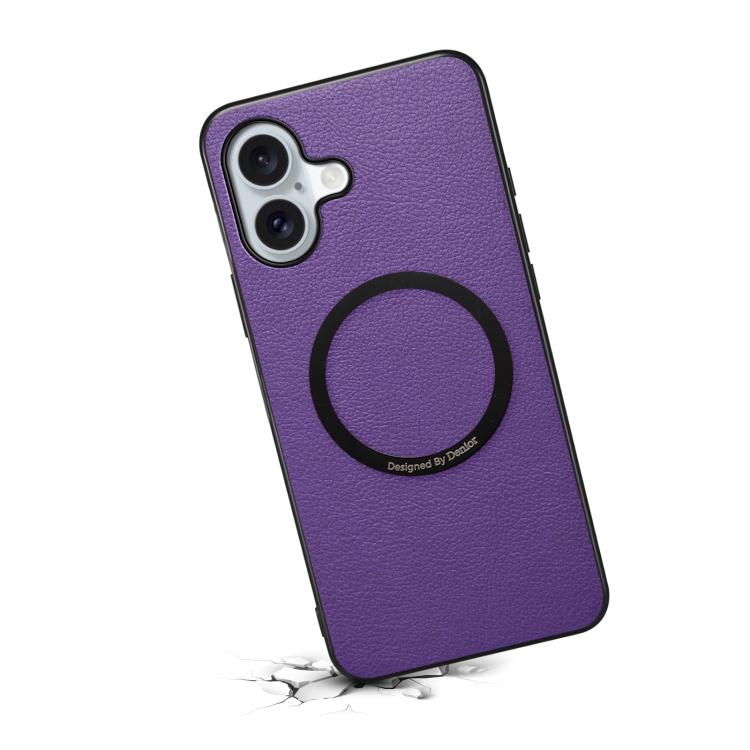 For iPhone 17 Denior A08 PU Vegan Leather Calfskin Texture Magnetic Phone Case