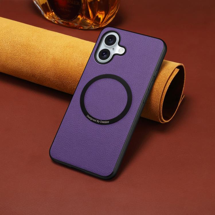 For iPhone 17 Denior A08 PU Vegan Leather Calfskin Texture Magnetic Phone Case