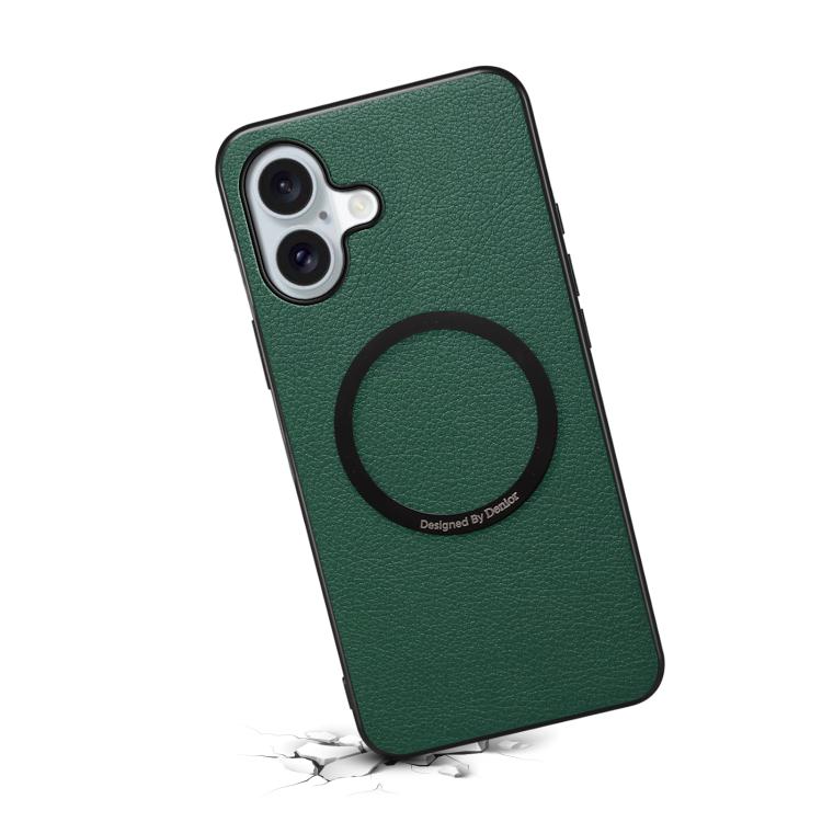 For iPhone 17 Denior A08 PU Vegan Leather Calfskin Texture Magnetic Phone Case
