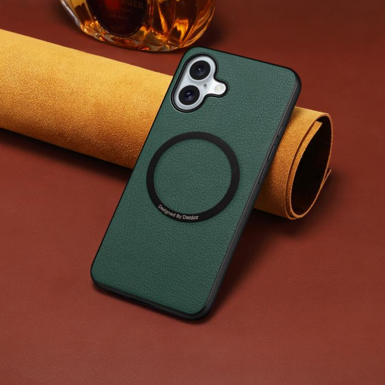 For iPhone 17 Denior A08 PU Vegan Leather Calfskin Texture Magnetic Phone Case