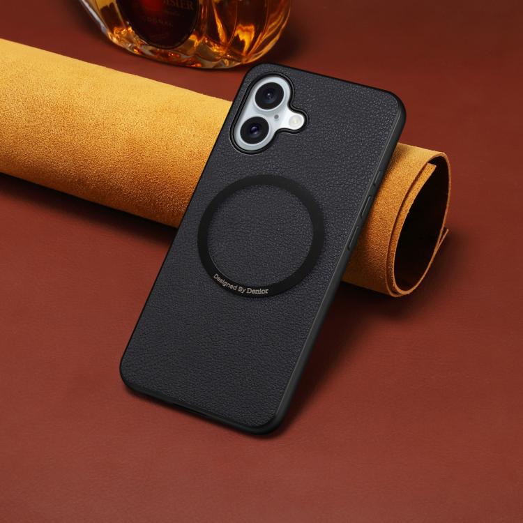 For iPhone 17 Denior A08 PU Vegan Leather Calfskin Texture Magnetic Phone Case