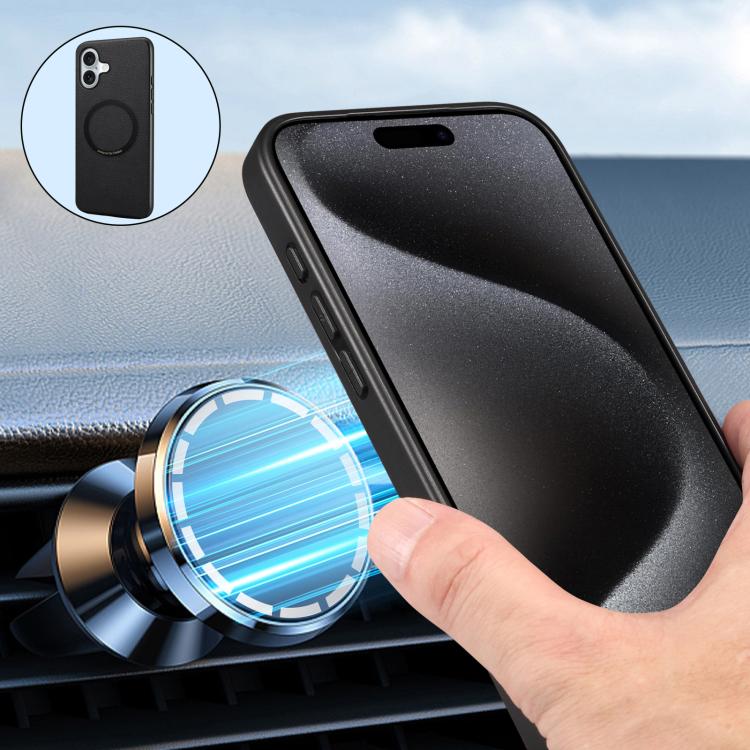 For iPhone 17 Denior A08 PU Vegan Leather Calfskin Texture Magnetic Phone Case