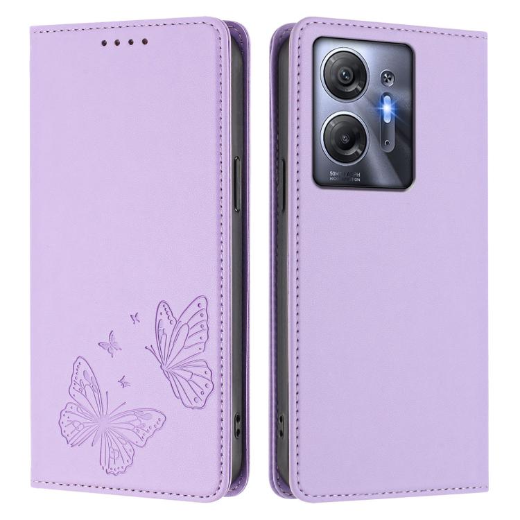 For Infinix Hot 30 5G Strong Magnetic Dual Butterfly RFID Vegan Leather Phone Case