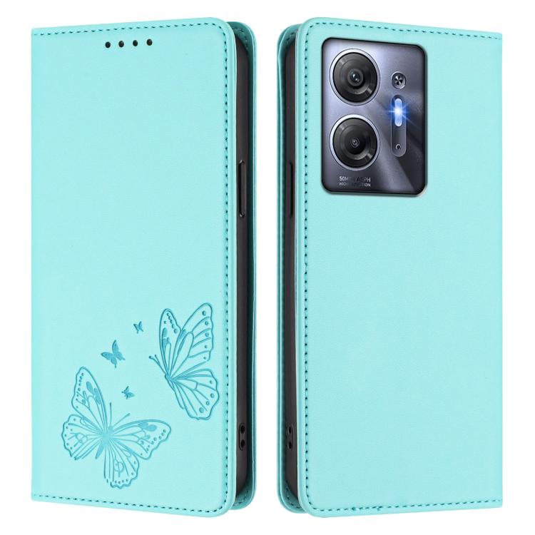 For Infinix Hot 30 5G Strong Magnetic Dual Butterfly RFID Vegan Leather Phone Case