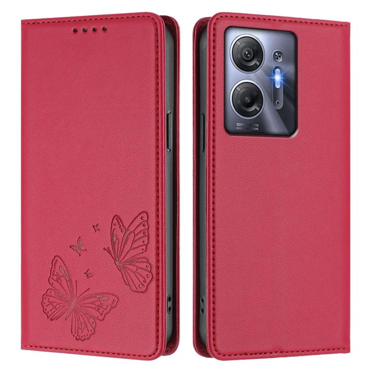 For Infinix Hot 30 5G Strong Magnetic Dual Butterfly RFID Vegan Leather Phone Case