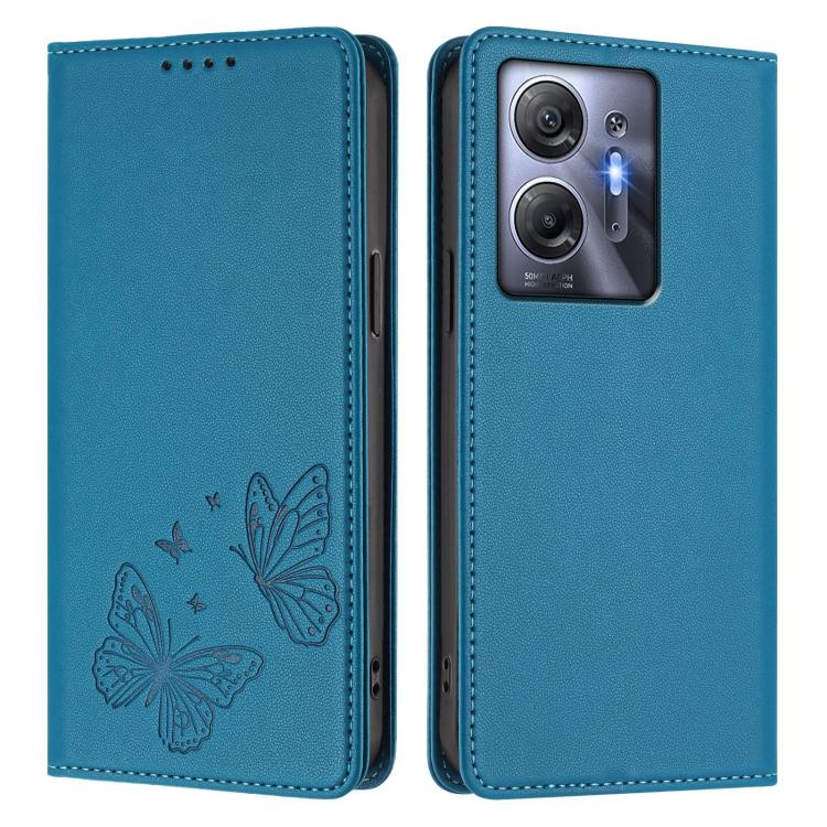For Infinix Hot 30 5G Strong Magnetic Dual Butterfly RFID Vegan Leather Phone Case