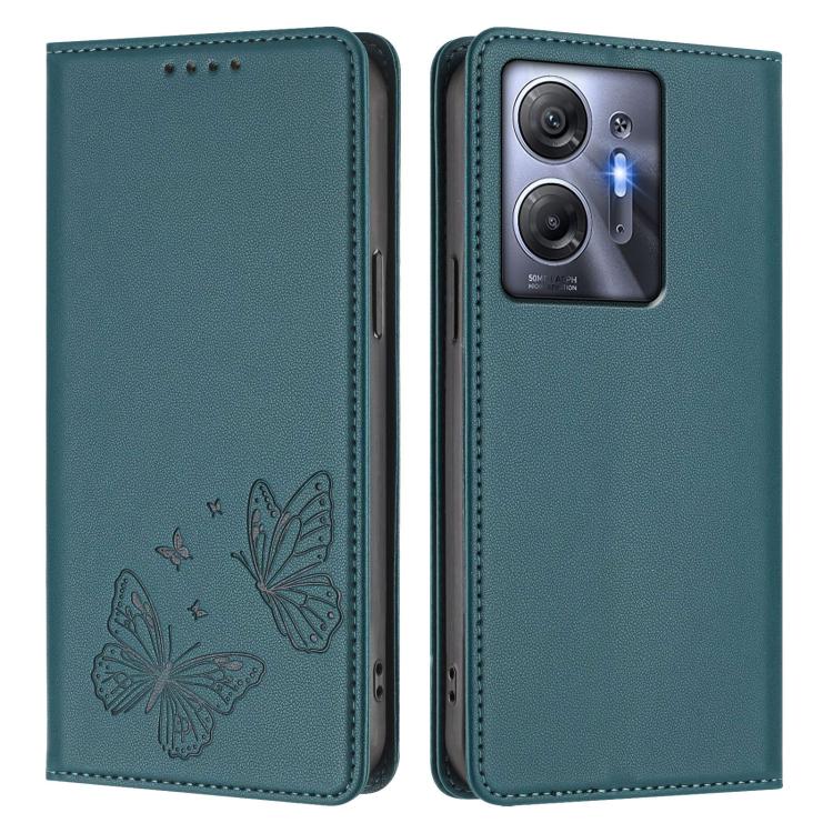 For Infinix Hot 30 5G Strong Magnetic Dual Butterfly RFID Vegan Leather Phone Case