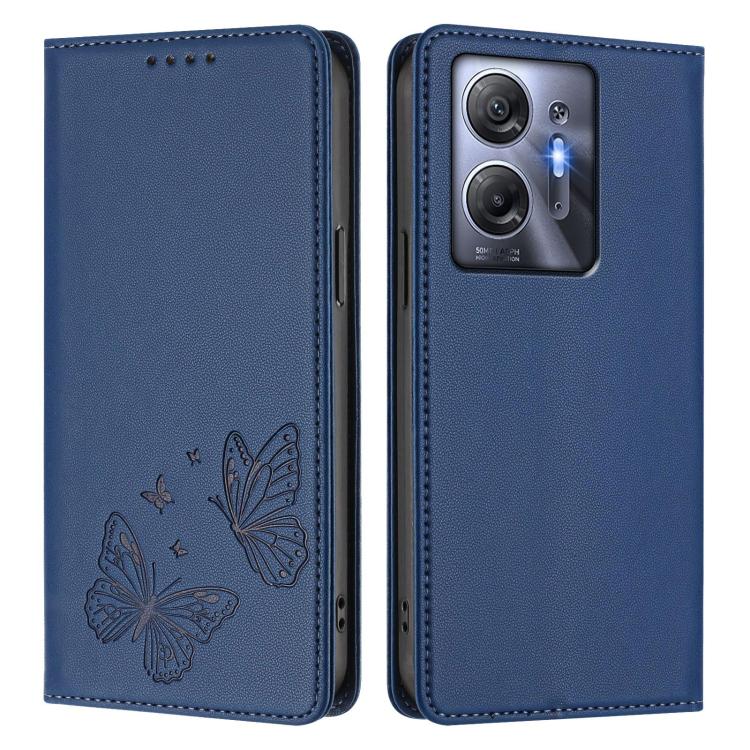 For Infinix Hot 30 5G Strong Magnetic Dual Butterfly RFID Vegan Leather Phone Case