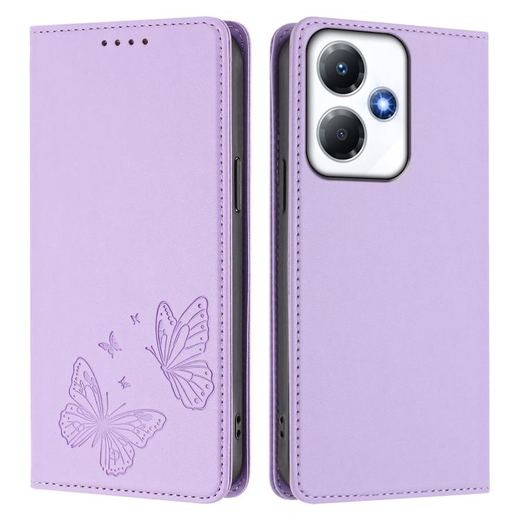 For Infinix Hot 30 Play / Hot 30 Play NFC Strong Magnetic Dual Butterfly RFID Vegan Leather Phone Case
