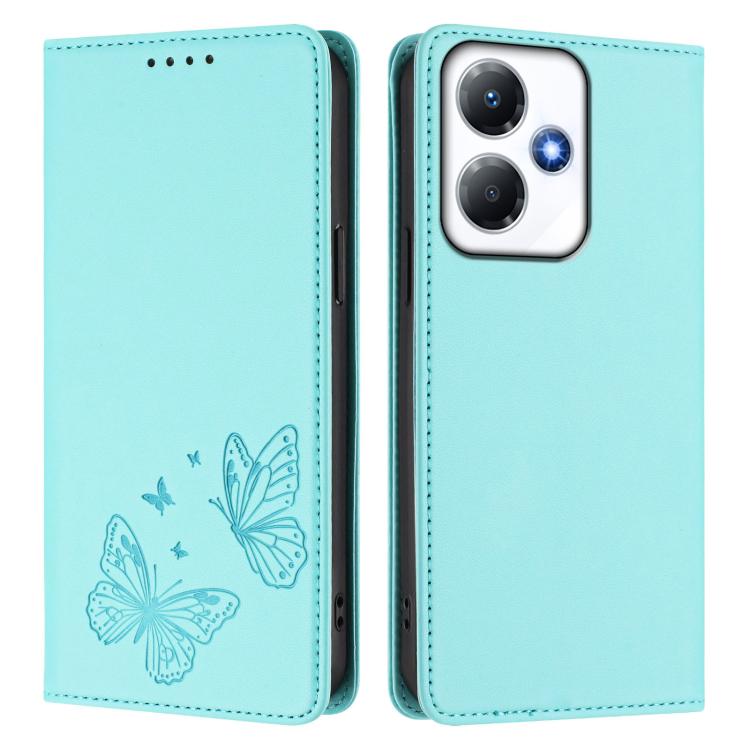 For Infinix Hot 30 Play / Hot 30 Play NFC Strong Magnetic Dual Butterfly RFID Vegan Leather Phone Case