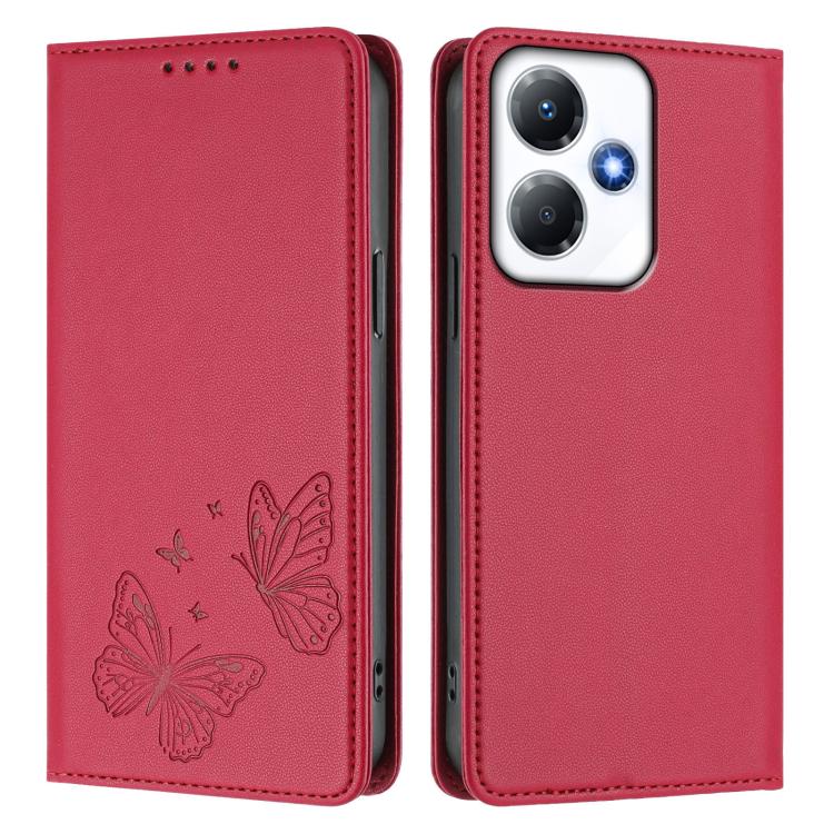 For Infinix Hot 30 Play / Hot 30 Play NFC Strong Magnetic Dual Butterfly RFID Vegan Leather Phone Case