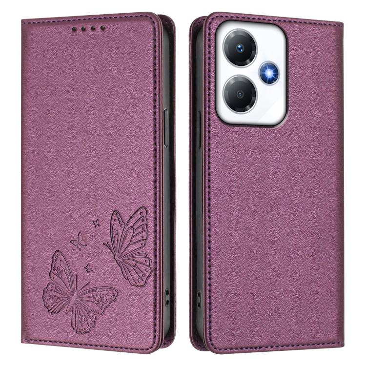 For Infinix Hot 30 Play / Hot 30 Play NFC Strong Magnetic Dual Butterfly RFID Vegan Leather Phone Case