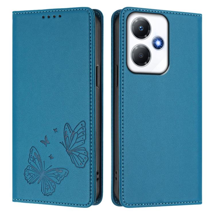 For Infinix Hot 30 Play / Hot 30 Play NFC Strong Magnetic Dual Butterfly RFID Vegan Leather Phone Case
