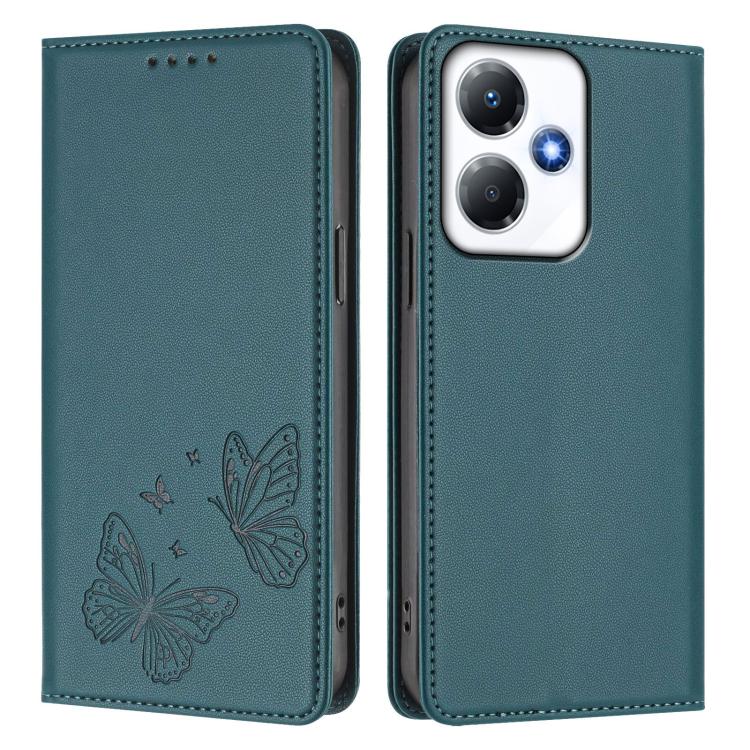 For Infinix Hot 30 Play / Hot 30 Play NFC Strong Magnetic Dual Butterfly RFID Vegan Leather Phone Case
